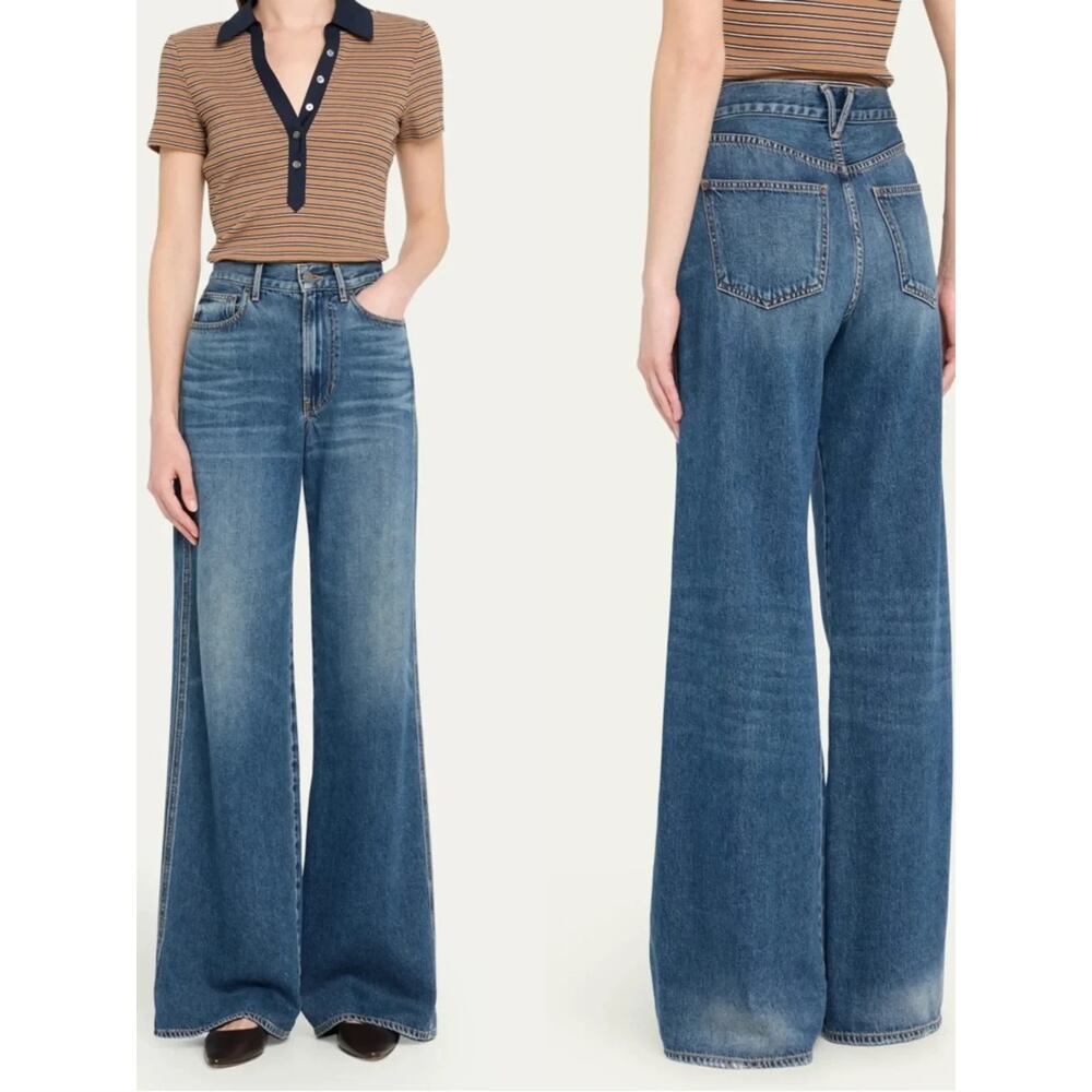 Veronica Beard Jeans Womens 27x32 Kasey Wide Leg Mid Rise City Stroll USA Made - Picture 3 of 13